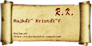 Rajkó Kristóf névjegykártya